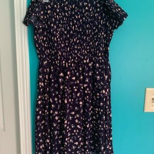 Purple Floral Off Shoulder Dress